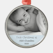 Grootma's eerste kerstman Persoonlijke foto Foto Metalen Ornament (Voorkant)