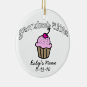 Grootma's Little Cupcake - Roze - Jouw naam Keramisch Ornament (Rechts)