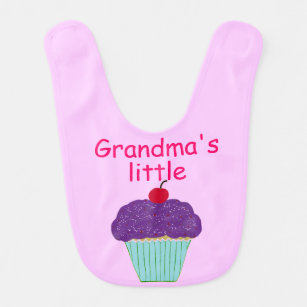 Grootma's Paarse Cupcake Roze Baby Slabbetje