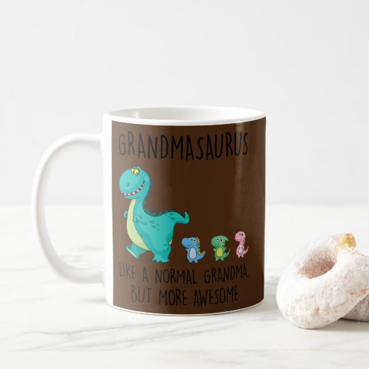 Grootmasaurus als een normale grootmoeder, maar me koffiemok (Met donut)