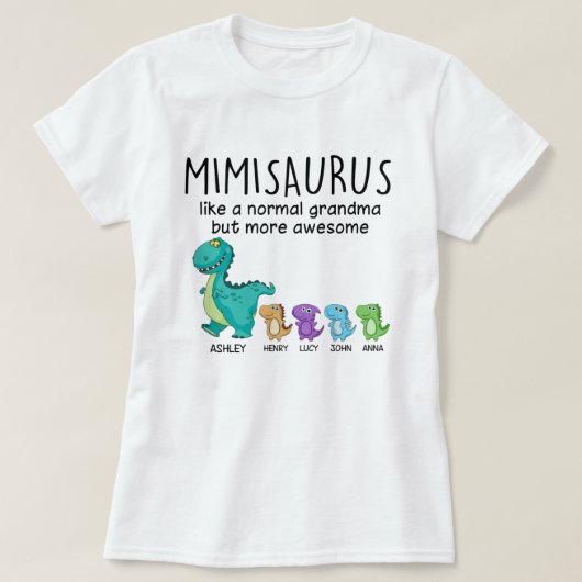 Grootmasaurus en Kinder gepersonaliseerd Shirt (Design voorkant)