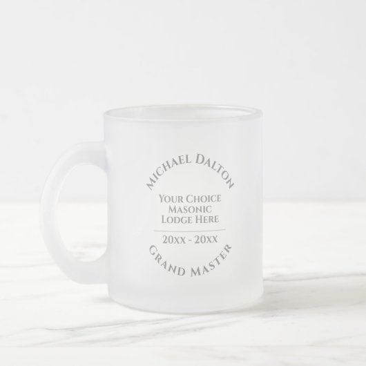 Grootmaster-Masonic Frosted Glass Coffee Mok (Links)