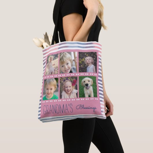 Grootmazessen Foto Collage Pink & Blue Tote Bag (Dichtbij)