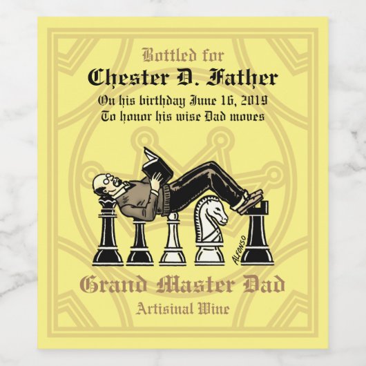 Grootmeester pa wijn etiket (Enkel label)