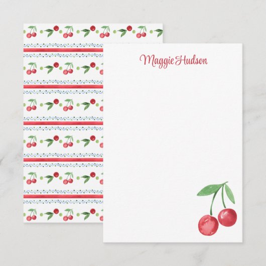 Grootmille Waterverf Cherries Bedankkaart (Voorkant / Achterkant)