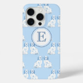 Grootmilleniale monogram Blauwe & Witte Honden Case-Mate iPhone Case (Achterkant)