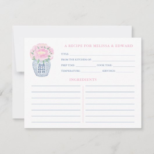 Grootmilleniale roze pony Blue & White Recipe Kaar Kaart (Voorkant)