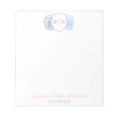 Grootmilleniumroze en blauwe gember jar-monogram notitieblok (Voorkant)