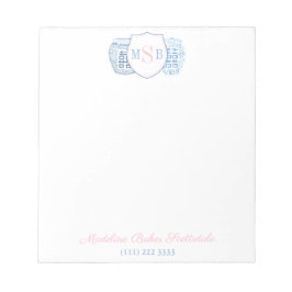 Grootmilleniumroze en blauwe gember jar-monogram notitieblok