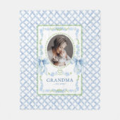 Grootmillennial Aquarel Strikken Oma Foto Fleece Deken (Voorkant)