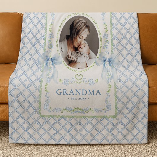 Grootmillennial Aquarel Strikken Oma Foto Fleece Deken