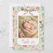 Grootmillennial Blush Anemone Baby Foto Bedankt Aankondiging (Voorkant)