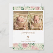 Grootmillennial Blush Anemone Baby Foto Bedankt Aankondiging (Achterkant)