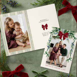 Grootmillennial botanische strik familiefoto feestdagen kaart