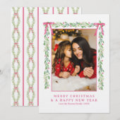 Grootmillennial groene kerstkrans met linten | Fot Kaart (Voorkant / Achterkant)