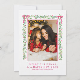 Grootmillennial groene kerstkrans met linten | Fot Kaart