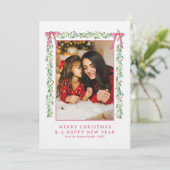 Grootmillennial groene kerstkrans met linten | Fot Kaart (Staand voorkant)