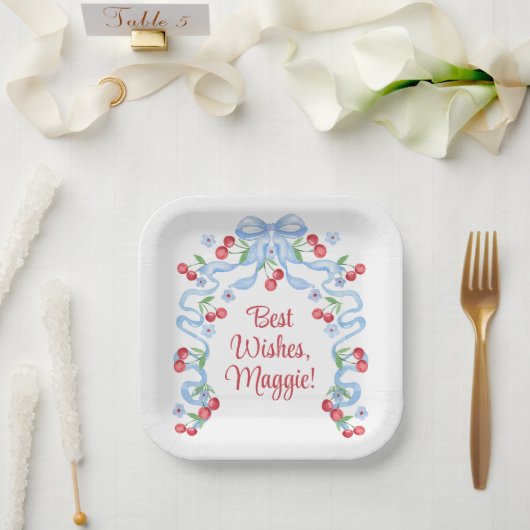 Grootmillennial Kersenbogen Waterverf Papieren Bordje (Huwelijk)