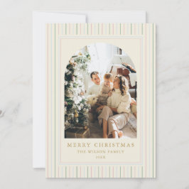 Grootmillennial Kerst Strepen Boog Foto Feestdagenkaart