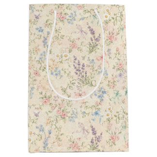 Grootmillennial pastel bloemenkado zak medium cadeauzakje
