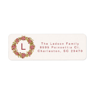 Grootmillennial Poinsettia Monogram Retouradres Etiket