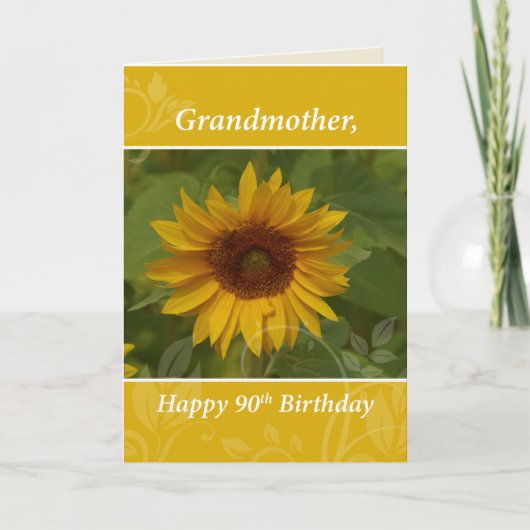 Grootmoeder 90th Birthday met zonnebloem Kaart (Voorkant)