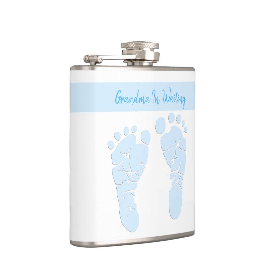 Grootmoeder Aankondiging Blauwe voetafdrukken Zwan Heupfles (Rechts)