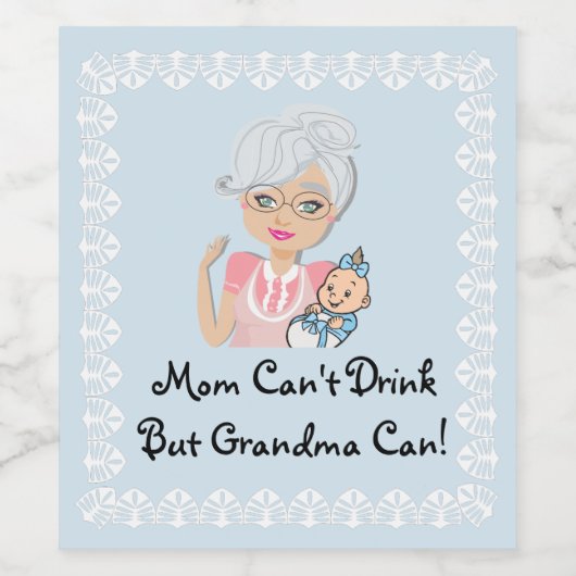 Grootmoeder Baby shower Label Wijn Etiket (Enkel label)