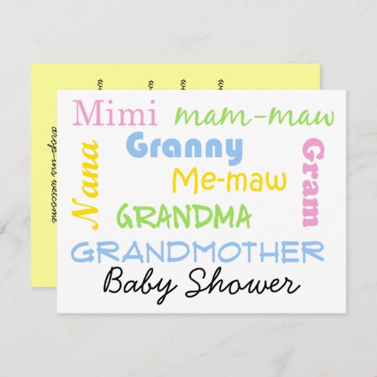 Grootmoeder Baby shower Uitnodiging (Voorkant / Achterkant)