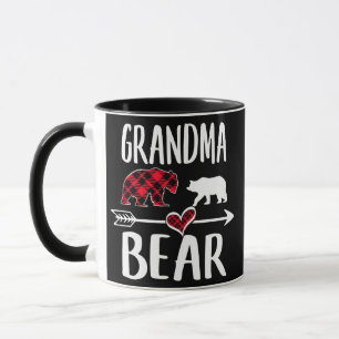 Grootmoeder Beer Buffalo Rode Geruite Kerstpyjama Mok