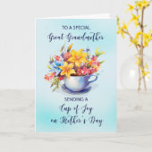 Grootmoeder Beker van vreugde Bloemen op Moederdag Kaart (Gele Bloem)