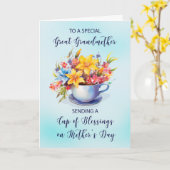 Grootmoeder beker zegeningen op de Moederdag Kaart (Gele Bloem)