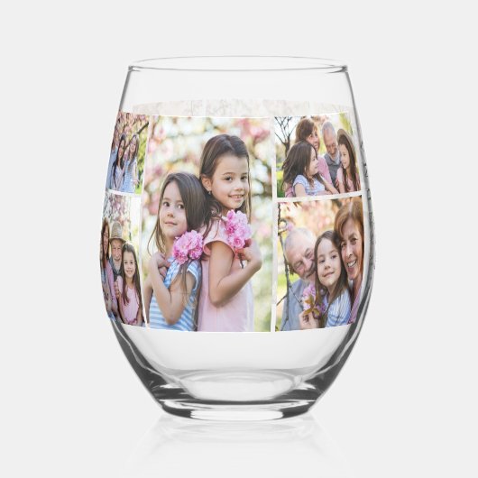 Grootmoeder Beste Oma Foto Wijnglas Zonder Voet (Achterkant)