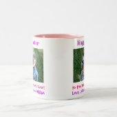 Grootmoeder beste ooit Kinder foto bij Pasen groot Tweekleurige Koffiemok (Center)