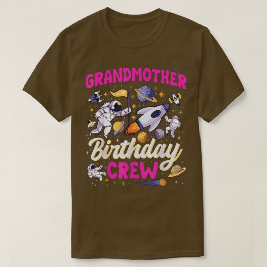 Grootmoeder Birthday Crew Space Party Astronaut Bd T-shirt (Design voorkant)