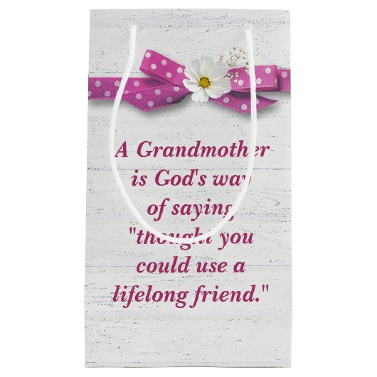 Grootmoeder Birthday met Polka Dot Ribbon Klein Cadeauzakje (Voorkant)