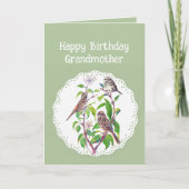 Grootmoeder Birthday Song Sparrows, Cute Birds Kaart (Voorkant)