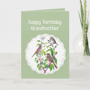 Grootmoeder Birthday Song Sparrows, Cute Birds Kaart