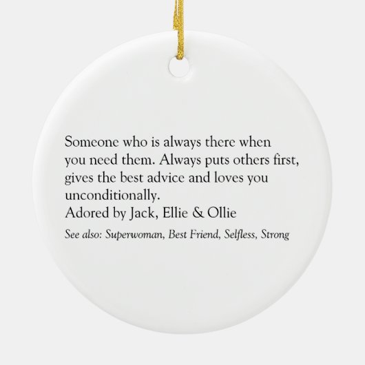 Grootmoeder Black en White Fun Keramisch Ornament (Achterkant)