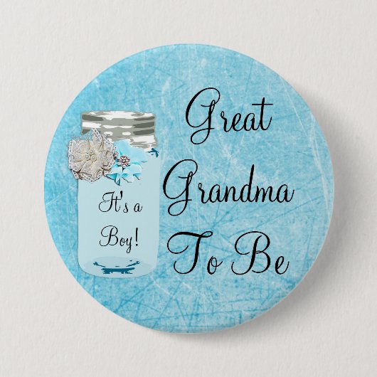 Grootmoeder: Blue Mason Jar Rustic Button (Voorkant)