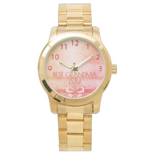 Grootmoeder blush roos gouden boog rustiek horloge