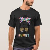 Grootmoeder Bunny Leopard Messy Bun Gelukkige Paas T-shirt (Voorkant)