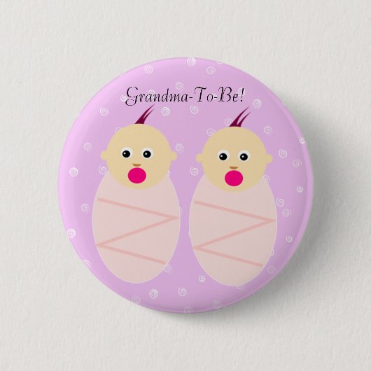 Grootmoeder Button van roze Twin Girls (Voorkant)
