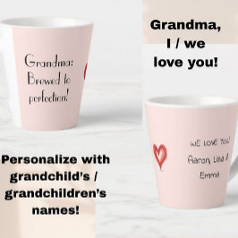Grootmoeder cadeau van kleinkinderen, we houden va latte mok