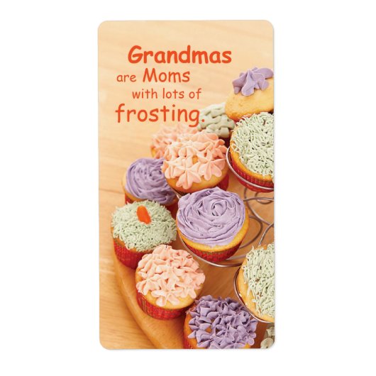 Grootmoeder Cupcakes Moederdag, verticaal, cadeau Etiket (Voorkant)