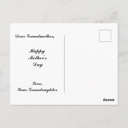 Grootmoeder delicate blauwe bloemen briefkaart (Achterkant)