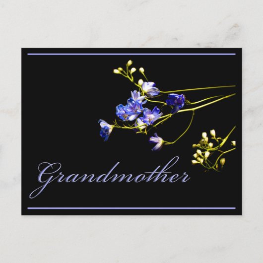 Grootmoeder delicate blauwe bloemen briefkaart (Voorkant)