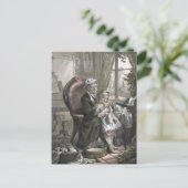  grootmoeder die haar breekt naar kleindochter briefkaart (Staand voorkant)