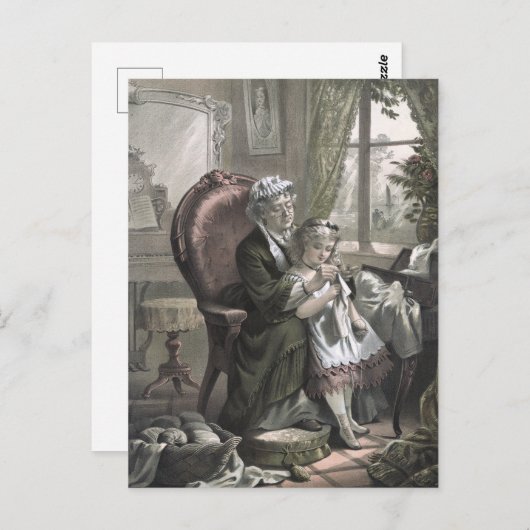  grootmoeder die haar breekt naar kleindochter briefkaart (Voorkant / Achterkant)