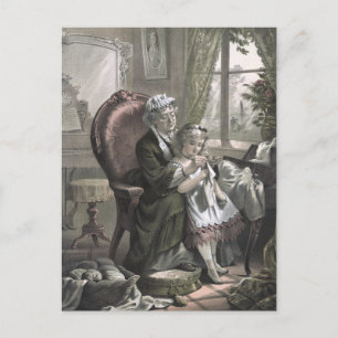  grootmoeder die haar breekt naar kleindochter briefkaart